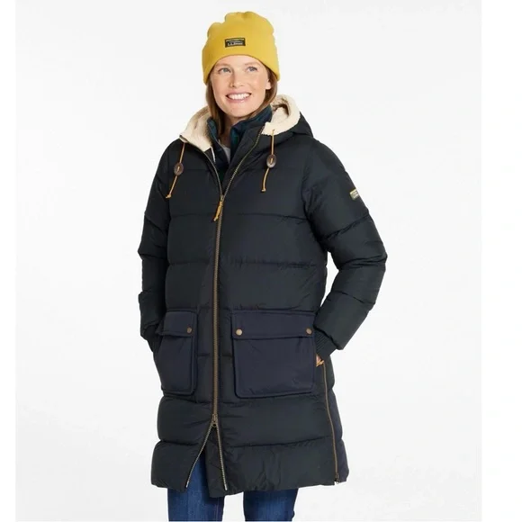 Women's Mountain Classic Down Coat, Sherpa-Lined Black Tan XL✨EUC - Picture 13 of 16